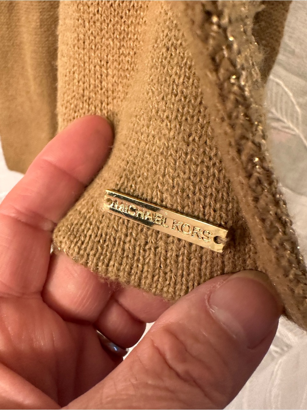 Michael Kors Metallic Gold sweater, scarf - Picture 4 of 5